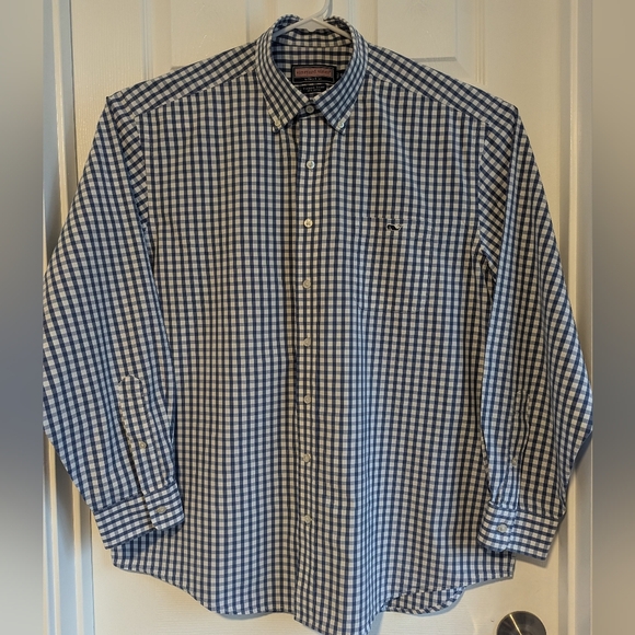 Vineyard Vines Tucker Shirt Men's XL Blue Checked Long Sleeve Button Down Logo - Picture 2 of 6
